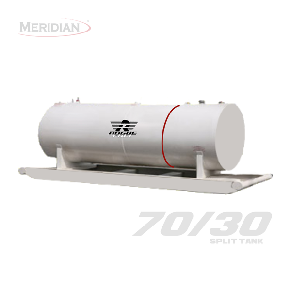 Rogue Fuel| Meridian - 4,595 Litre/ 1000 Gallon Double Wall 70/30 Split Fuel Tank & Skid, Fully Welded Saddle - Model#: RF98108TS