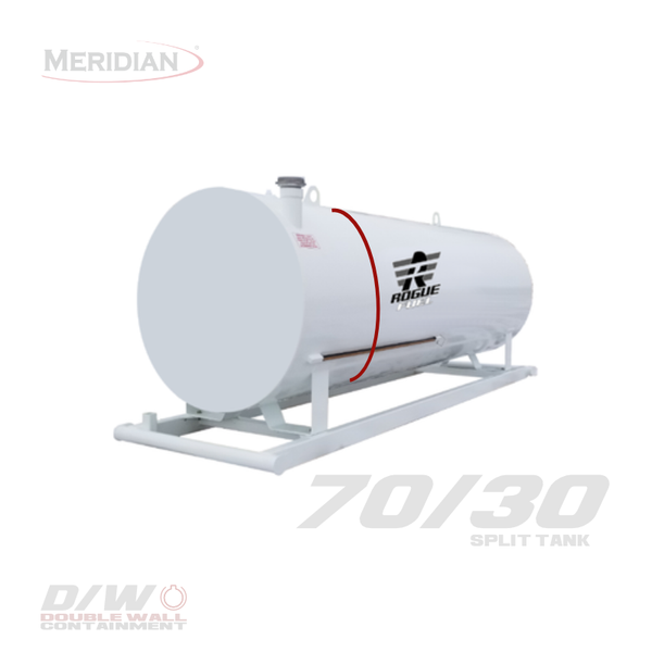 Rogue Fuel| Meridian - 4,595 Litre/ 1000 Gallon Double Wall 70/30 Split Utility Fuel Tank & Skid - Model#: RF98110TS