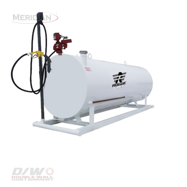 Rogue Fuel| Meridian - 4,600 Litre/ 1,000 Gallon Double Wall Utility Fuel Tank & Skid, Complete With Fuel Pump Package, Arctic Fuel Hose & Automatic Shutoff Nozzle - Model#: RF64180DWCP