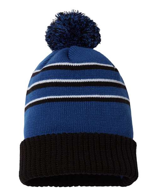 Richardson Stripe Pom Cuffed Beanie - 134