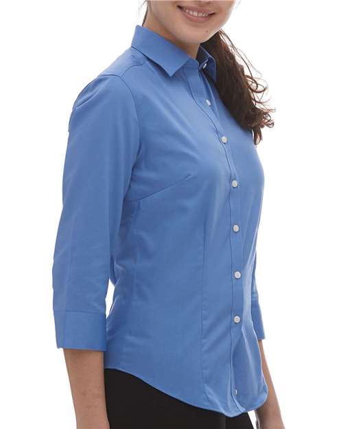 Van Heusen Women's Three-Quarter Sleeve Baby Twill Dress Shirt - 18CV527