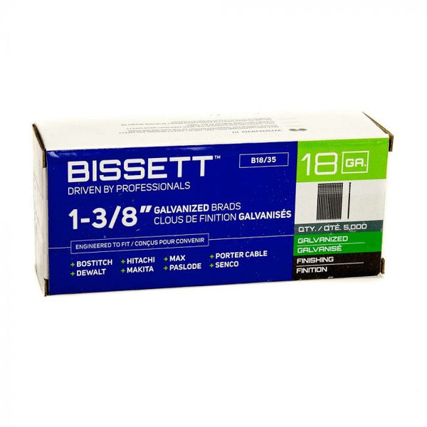 Bissett 1-3/8" 18ga Galvanized Brad Nails Model#: B18/35