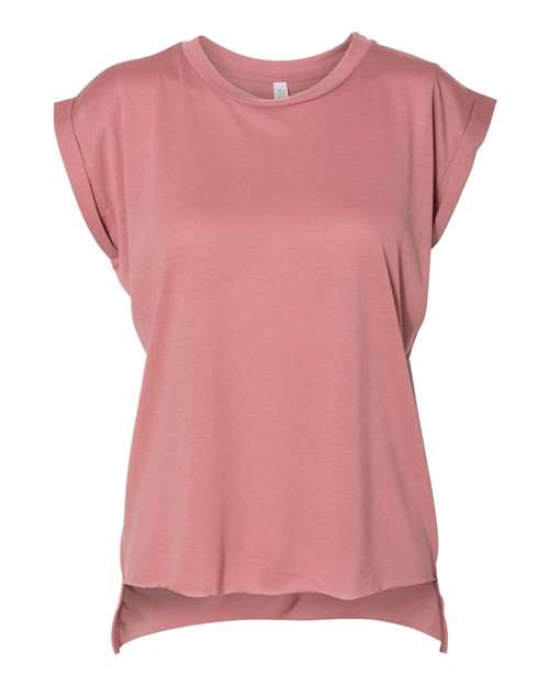 BELLA + CANVAS Women’s Flowy Rolled Cuffs Muscle Tee - 8804