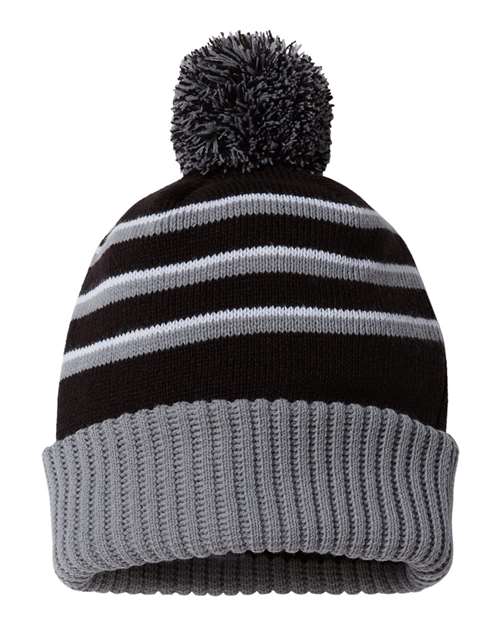 Richardson Stripe Pom Cuffed Beanie - 134