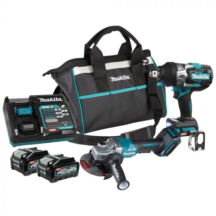 Makita 40V MAX XGT 2pc Impact Wrench / Angle Grinder Combo Kit Model