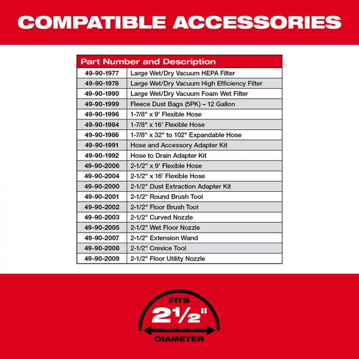 Milwaukee M18 FUEL 12 Gallon Dual-Battery Wet/Dry Vacuum Kit Model