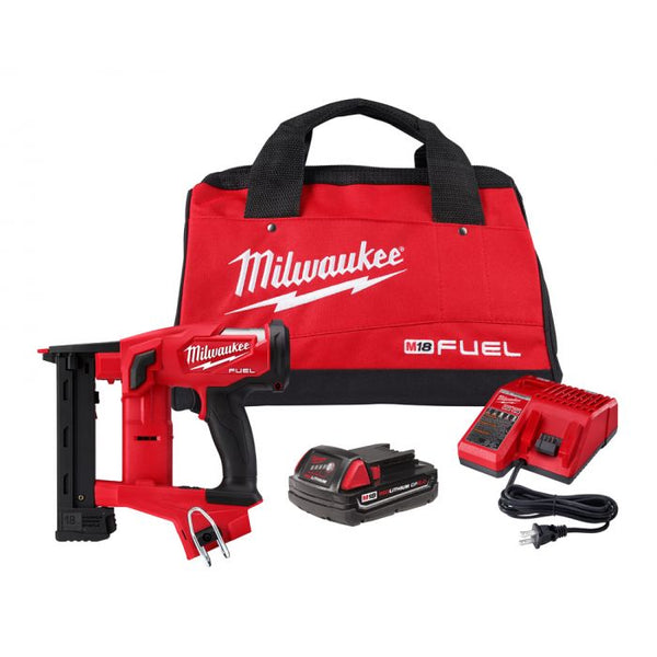 Milwaukee M18 FUEL 18 Volt Lithium-Ion Brushless Cordless 18 Gauge 1/4 in. Narrow Crown Stapler Kit Model#: 2749-21CT