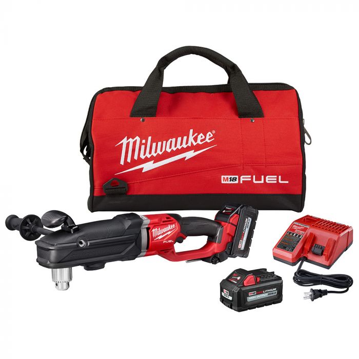 Milwaukee M18 FUEL 18 Volt Lithium-Ion Brushless Cordless Super Hawg 1/2 in. Right Angle Drill Kit Model