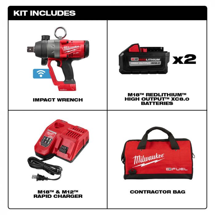 Milwaukee M18 FUEL 18 Volt Lithium-Ion Brushless Cordless 1 in. High Torque Impact Wrench with ONE-KEY Kit Model