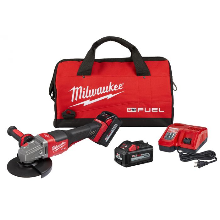 Milwaukee M18 FUEL 18 Volt Lithium-Ion Brushless Cordless 4-1/2 in.-6 in. No Lock Braking Grinder with Paddle Switch Two Battery Model