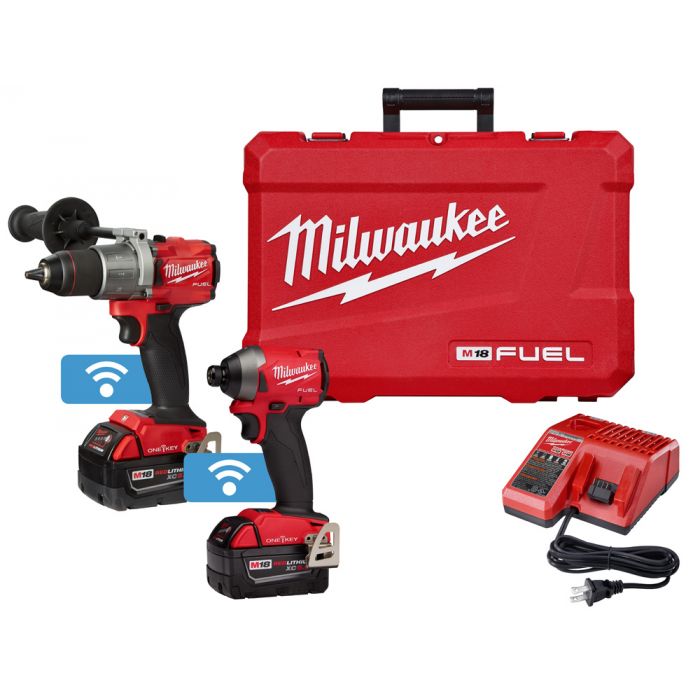 Milwaukee M18 FUEL 18 Volt Lithium-Ion Brushless Cordless Hammer Drill/Impact with One Key Combo Kit Model
