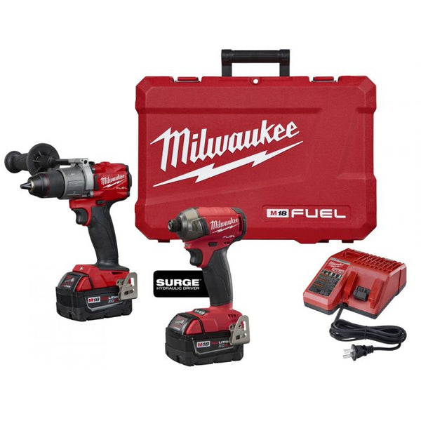 Milwaukee M18 FUEL 18-Volt Lithium-Ion Brushless Cordless Surge Impact Driver/Hammer Drill Combo Kit - 2 Tool Model#: 2999-22