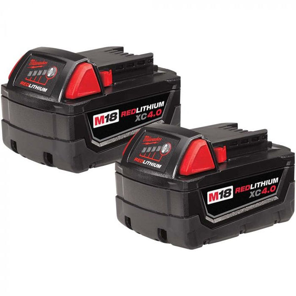 Milwaukee M18 18 Volt Lithium-Ion Cordless REDLITHIUM XC 4.0Ah Extended Capacity Battery Pack - 2 Pack Model#: 48-11-1842C