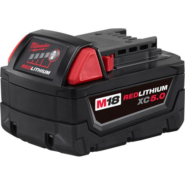 Milwaukee M18 18 Volt Lithium-Ion Cordless REDLITHIUM XC 5.0Ah Extended Capacity Battery Pack Model#: 48-11-1850