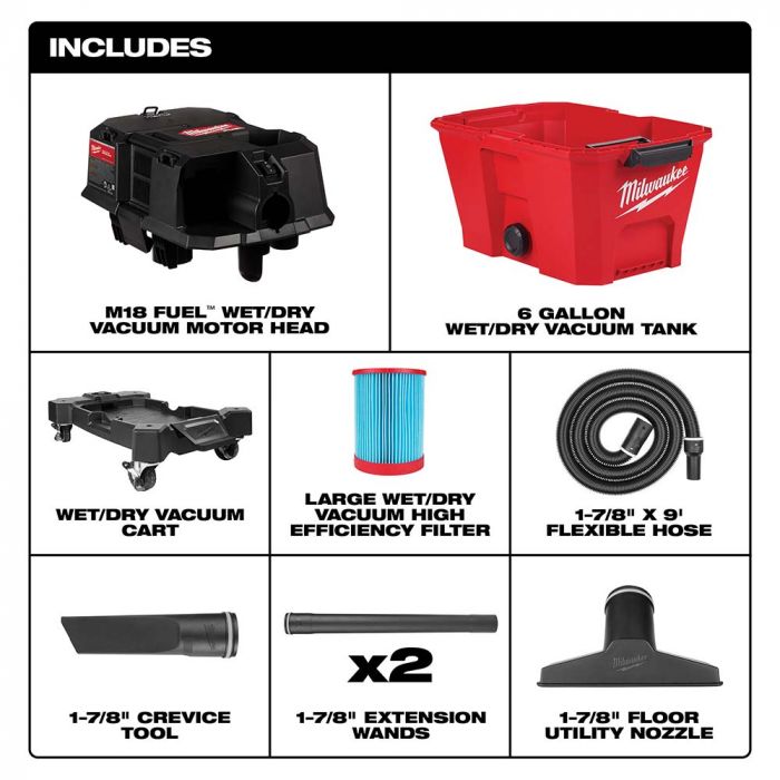 Milwaukee M18 FUEL 6 Gallon Wet/Dry Vacuum (Tool Only) Model