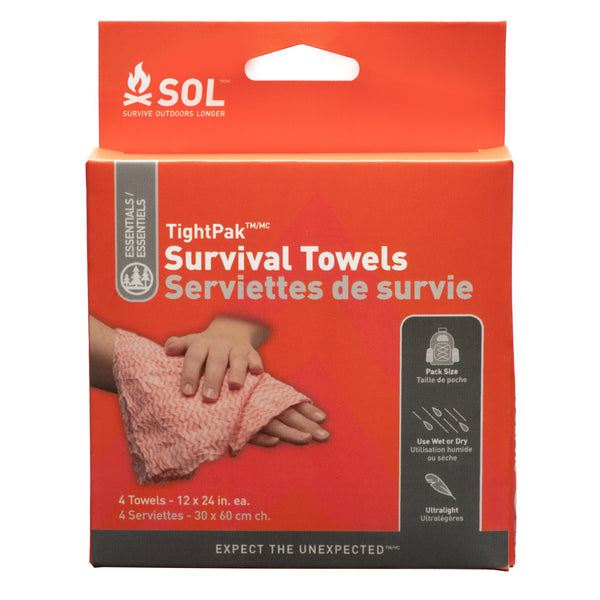 SOL Tight Pack Survival Towel, 4 Pack