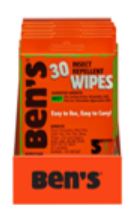 Ben's 30 Tick and Insect Repellent Wipes 12pc Display