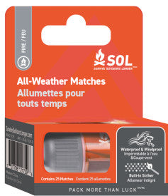 SOL All Weather Matches, 25 count