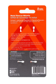 SOL Rescue Metal Whistle, 2 Pack