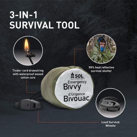 SOL Emergency Bivvy w/ Rescue Whistle - OD Green